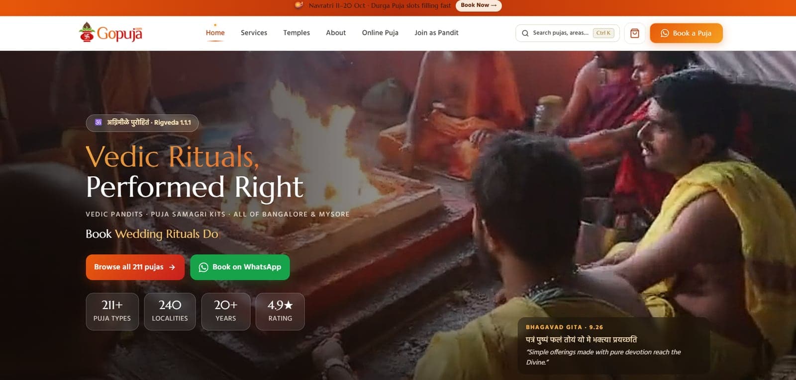 GoPuja website built by Achyut Digital