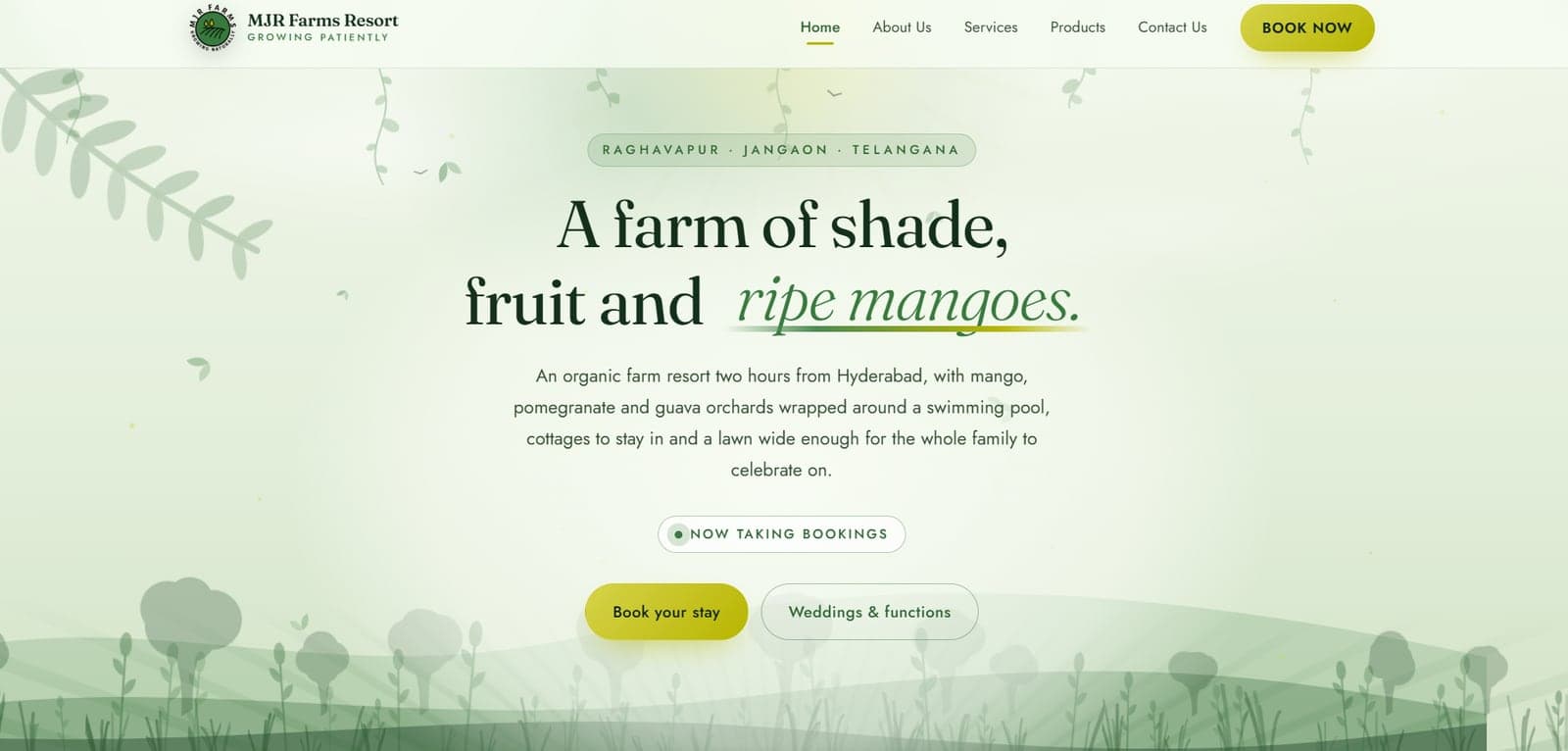 MJR Farms Resort website built by Achyut Digital