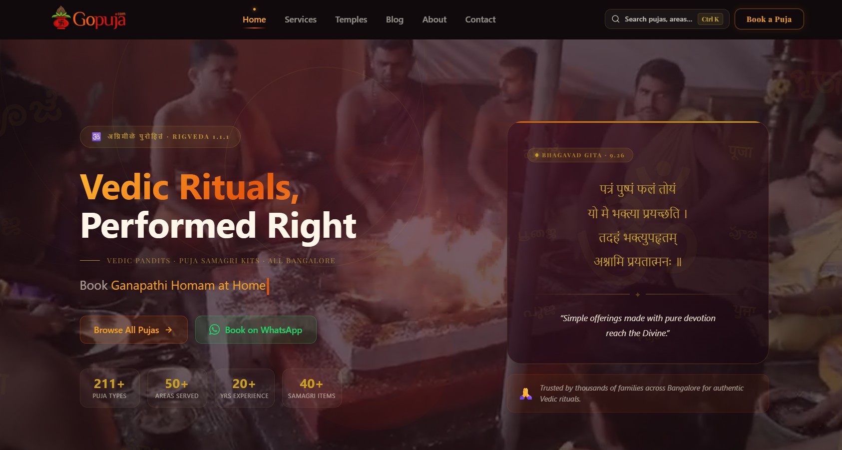 GoPuja website built by Achyut Digital
